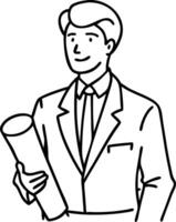 Professional Man Holding Blueprint in Suit Illustration for Business and Presentation Use vector