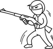 Dynamic Ninja Character Holding Gun Ready for Action Illustration for Gaming and Comics vector