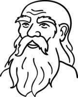 Old Wise Man Illustration With Long Beard Suitable For Tattoo Design Or Coloring Book vector