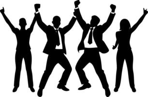 Celebrating Business Team in Action Energetic Expressions of Success and Excitement vector