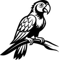 Elegant Black Parrot Perched on Branch for Tattoo Design and Coloring Book Inspiration vector