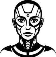 Futuristic Robot Face Design for Science Fiction Art and Tattoos vector