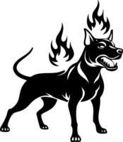 Fiery Black Dog Silhouette with Flames for Tattoo Design or Graphic Art Projects vector