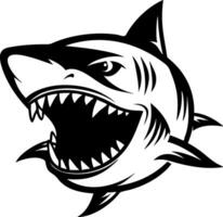 Ferocious Shark Head Design with Sharp Teeth for Tattoos and Graphic Projects vector