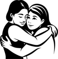 Embracing Friendship Art Depicting Two Women Sharing a Warm Hug for Celebrating Bonding vector