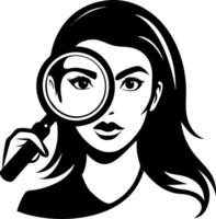 Woman Using Magnifying Glass for Investigationic Graphic Art Design vector