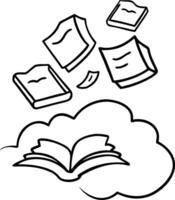 Floating Books and Cloud for Education and Imagination Themes vector