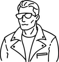 Stylized Illustration of a Cool Man in Sunglasses and Leather Jacket for Various Designs vector