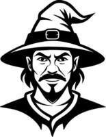 Magical Wizard Character Illustration for Fantasy Artwork and Tattoo Design vector