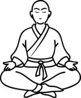 Meditating Monk Illustration Simplistic Design for Mindfulness Practices and Decor vector