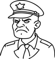 Angry Police Officer Illustration in Bold Outline for Tattoo Design and Coloring Pages vector