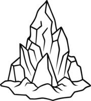 Intricate Mountain Peak Line Art for Tattoo and Coloring Book Design vector