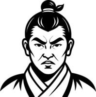 Intense Samurai Warrior Portrait in Bold Black and White for Graphic Designs and Tattoos vector