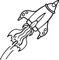 Rocket Flying Through Space Illustration for Kids Colorings and Creative Projects vector