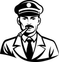 Vintage Style Detective Character with Pipe and Hat Illustration for Tattoo and Design vector