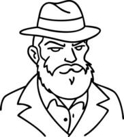 Vintage Detective Character Illustration for Tattoo Design and Coloring Projects vector