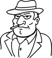 Vintage Detective Character with Hat and Cigarette Design for Illustrations and Merchandise vector