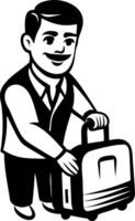 Smiling Businessman Carrying Sleek Suitcase for Travel Illustrating Professionalism and Adventure vector