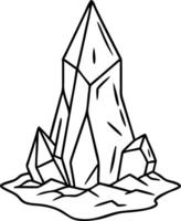 Intricate Crystal Formation Outline for Tattoo Design Coloring Book and Graphic Art vector