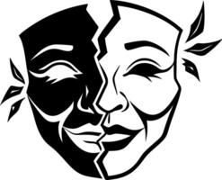 Duality Faces Artistic Representation for Tattoo Design and Graphic Illustrations vector
