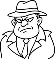 Angry Detective Character Art for Tattoo Design and Coloring Books vector