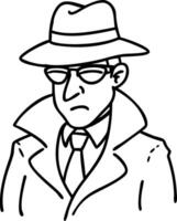 Stylized Detective Illustration with Trench Coat and Hat for Creative Design Projects vector