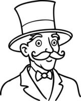 Vintage Gentleman Character with Top Hat and Mustache for Fun Illustrations and Designs vector