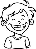 Cheerful Smiling Boy Character Outline for Coloring Book and Creative Art Projects vector
