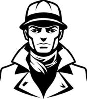 Detective Character in Fedora and Trench Coat for Graphic Design and Tattoo Inspiration vector