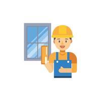 Qualified Window Installer Icon Design vector