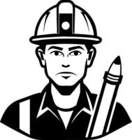 Construction Worker with Pencil Illustration for Industry Graphics and Design Projects vector