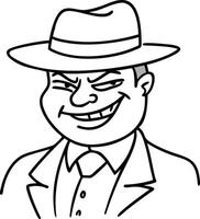 Cartoon Gangster Character in Stylish Hat and Suit for Creative Design Projects vector