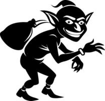 Mischievous Goblin Character with Bag for Fantasy Illustration and Tattoo Design vector