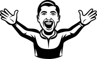 Cheerful Man with Open Arms Celebrating Enthusiasm and Joy Suitable for Various Designs vector