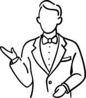 Elegant Man in Tuxedo Offering Gesture for Formal Event Design and Illustration vector