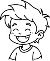 Happy Smiling Boy Character Outline for Fun Coloring Book or Tattoo Design vector