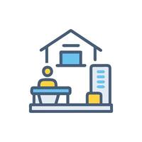 Stylish Worksite Office Icon Visualization vector