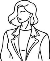 Stylish Woman in Jacket Chic Line Art Representation for Fashion and Modern Design Projects vector