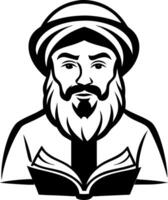 Wise Scholar Reading Ancient Text with Turban for Educational and Historical Illustrations vector