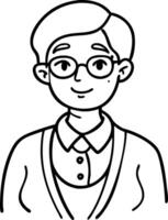 Cheerful Person with Glasses in Sweater Illustration for Coloring and Design Projects vector