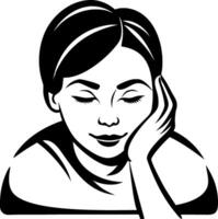 Relaxed Young Woman with Closed Eyes in Thoughtful Pose Illustration for Art Projects vector
