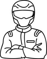 Race Car Driver Character Design with Helmet and Racing Suit for Sports Themed Projects vector
