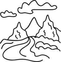 Minimalist Mountain Landscape Line Art Illustration for Creative Projects vector