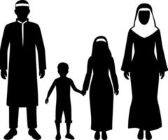 Silhouette Family in Traditional Dress Holding Hands Symbolizing Unity and Togetherness vector