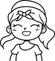 Happy Girl Character Illustration for Coloring Books and Creative Projects vector
