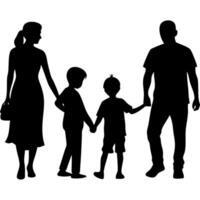 Family Silhouette Holding Hands Together in Unity Perfect for Home Decor or Tattoo Design vector