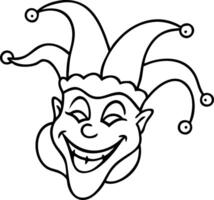 Playful Joker Character Face with Pointed Hat and Grinning Expression for Fun Design Projects vector
