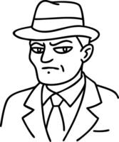Stylized Detective Character Illustration with Fedora Hat and Sharp Suit Design vector