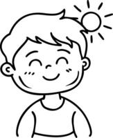 Happy Boy Smiling with Sun Illustration for Coloring Books and Childrens Art Projects vector