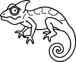 Detailed Cartoon Chameleon Illustration Perfect for Coloring Books and Graphic Design Projects vector